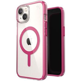 Speck Presidio Perfect Clear Geo Coque iPhone 14 MagSafe Coque arrière Rigide Anti-Chocs - Clear / Digital Pink