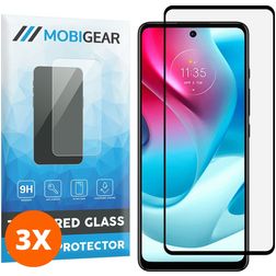 Mobigear Premium Motorola Moto G60s Verre trempé Protection d'écran - Compatible coque - Noir (Lot de 3)