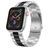 Mobigear Lissabon Bracelet Acier Apple Watch Fermeture boucle déployante - 49/46/45/44 mm - Noir / Argent