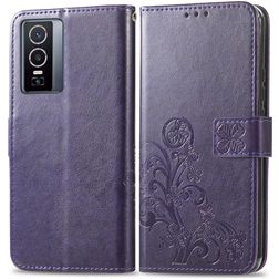 Mobigear Clover Housse Vivo Y76 Etui Porte-Monnaie - Violet