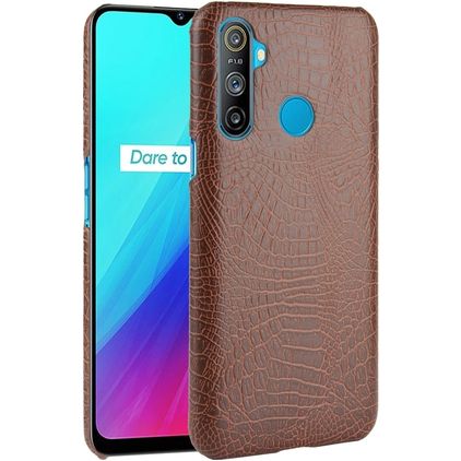 Mobigear Croco Coque Realme C3 Coque arrière Rigide - Marron