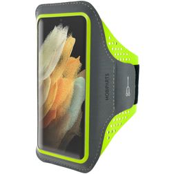 Mobiparts Comfort Fit Brassard Téléphone Samsung Galaxy S21 Ultra Brassard Coque de Sport en Neoprène - Neon Green