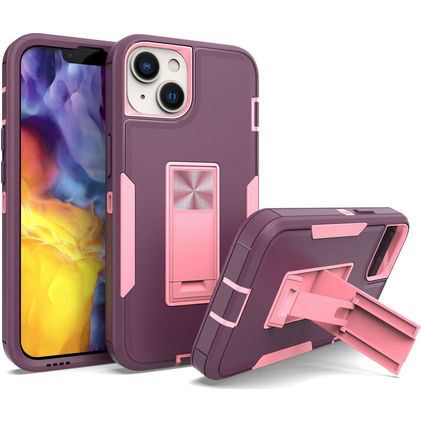 Mobigear Heavy Armor Stand iPhone 14 Plus Plastique rigide Coque arrière Antichoc avec béquille - Violet
