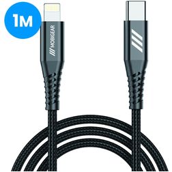 Mobigear Nylon - Câble USB-C vers Apple Lightning 1 mètre - Noir
