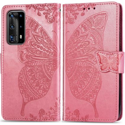 Mobigear Butterfly Housse Huawei P40 Pro Etui Porte-Monnaie - Rose