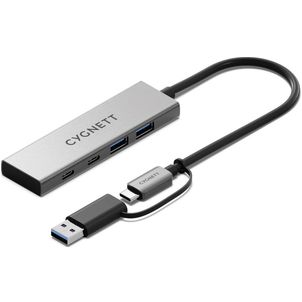 Cygnett Unite 4-in-1 - Hub USB-A / USB-C vers USB-A / USB-C - Argent