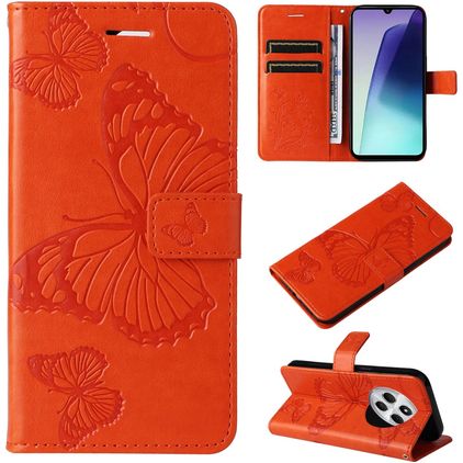 Mobigear Butterfly Housse Xiaomi Redmi 14C Etui Porte-Monnaie - Orange
