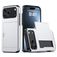 Mobigear Card iPhone 18 Pro Plastique rigide Coque arrière Antichoc avec porte-cartes - Argent