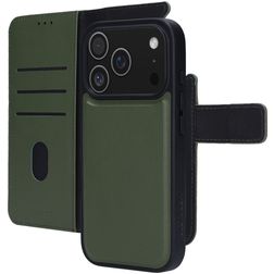 Mobiparts iPhone 17 Pro Coque Cuir véritable Étui 2en1 avec coque amovible Portefeuille - Vert