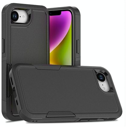 Mobigear Heavy Armor Coque iPhone 16e Coque arrière Rigide Anti-Chocs - Noir