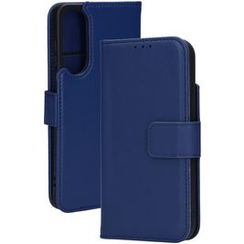 Mobiparts Wallet Housse Samsung Galaxy S25 Edge Etui en Cuir Véritable Porte-Monnaie - Bleu