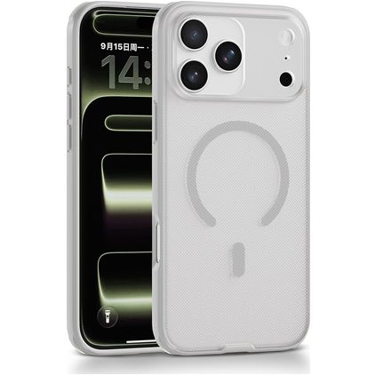 Mobigear Shockproof Grip Coque iPhone 17 Pro MagSafe Coque arrière Rigide - Blanc