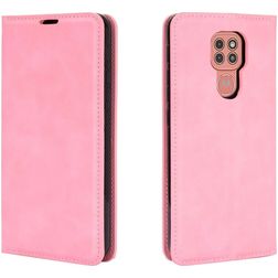 Mobigear Retro Slim Housse Motorola Moto G9 Play Etui Porte-Monnaie - Rose