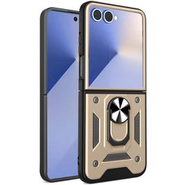 Mobigear Armor Ring Coque Samsung Galaxy Z Flip 7 Coque arrière Rigide Anti-Chocs avec Anneau-Support - Or
