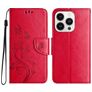 Mobigear Flowers Housse iPhone 16 Pro Etui Porte-Monnaie - Rouge