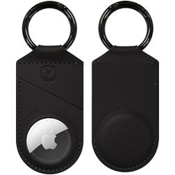 Valenta Snap Coque Apple AirTag Porte-clés en Cuir Véritable - Noir
