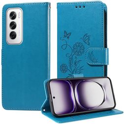 Mobigear Flowers Housse OPPO Reno 12 Pro Etui Porte-Monnaie - Bleu
