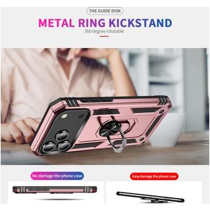 Mobigear Armor Ring Coque iPhone 17 Pro Max Coque arrière Rigide Anti-Chocs avec Anneau-Support - Rose doré
