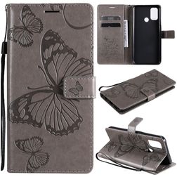 Mobigear Wallet Book Case Gray Butterfly for Oppo A53 / A53S