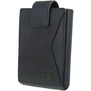 Valenta Card Case Pocket Premium - Porte Cartes en en Cuir véritable - 10 Cartes - Bleu