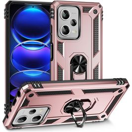 Mobigear Armor Ring Coque Xiaomi Redmi Note 12 Pro Plus Coque arrière Rigide Anti-Chocs avec Anneau-Support - Rose doré