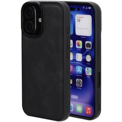 Mobiparts Classic Coque iPhone 16 MagSafe Coque arrière en TPU,Similicuir - Graphite Black