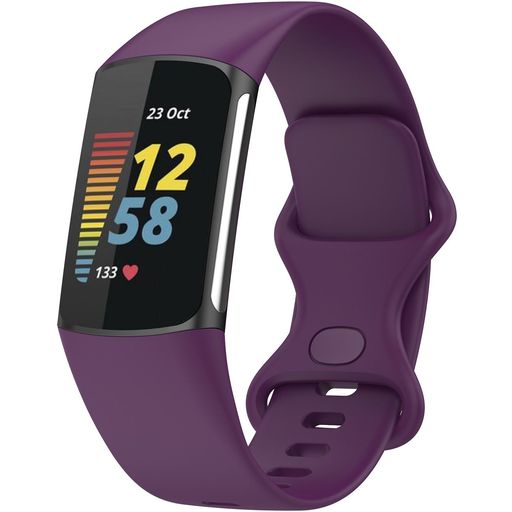 Mobigear Sport Dual Bracelet Silicone Fitbit Charge 5 Fermeture à clou et passant - Violet