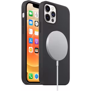 Mobigear Rubber Touch Coque iPhone 12 MagSafe Coque arrière en Silicone - Noir