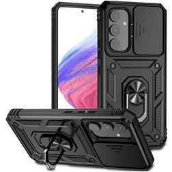 Mobigear Armor Ring Cam Slide Coque Samsung Galaxy A54 Coque arrière Rigide Anti-Chocs avec Anneau-Support et Protecteur Lentilles - Noir
