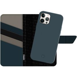 Valenta Snap Luxe Housse iPhone 12 Pro Max Etui avec Coque Détachable en Cuir Véritable Porte-Monnaie - Bleu