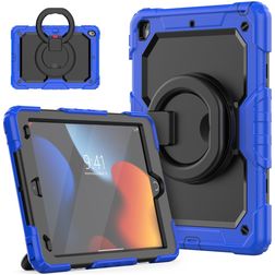 Mobigear RingGuard Coque iPad 9 (2021) Coque arrière en Plastique rigide,Silicone + Support Amovible - Bleu