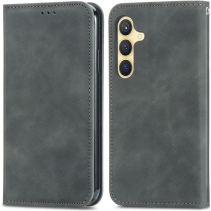 Mobigear Retro Slim Housse Samsung Galaxy S25 Etui Porte-Monnaie - Gris