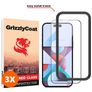 GrizzlyCoat Easy Fit iPhone 15 Pro Verre trempé Protection d'écran - Compatible Coque + Cadre d'installation - Noir (Lot de 3)