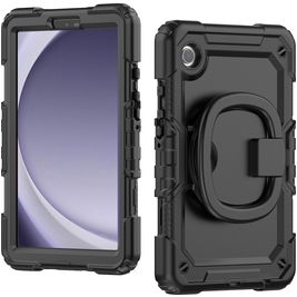 Mobilize Rotating Defender Coque Samsung Galaxy Tab A9 (2023) Coque arrière en Plastique rigide,Silicone + Bandoulière + Support Amovible - Noir