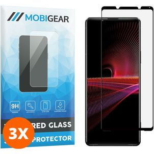 Mobigear Premium Sony Xperia 1 III Verre trempé Protection d'écran - Compatible Coque - Noir (Lot de 3)