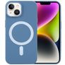 Mobigear Rubber Touch iPhone 15 Silicone MagSafe Coque arrière - Bleu
