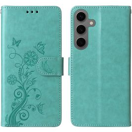 Mobigear Flowers Housse Samsung Galaxy S24 FE Etui Porte-Monnaie - Vert