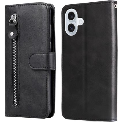 Mobigear Zipper iPhone 17 Étui Portefeuille - Noir