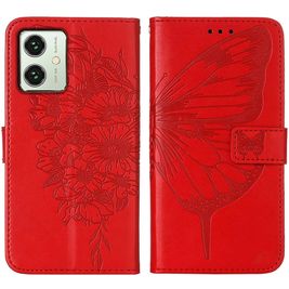 Mobigear Butterfly Housse Motorola Moto G54 Etui Porte-Monnaie - Rouge