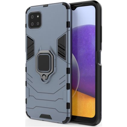 Mobigear Armor Ring Coque Samsung Galaxy A22 5G Coque arrière Rigide Anti-Chocs avec Anneau-Support - Bleu