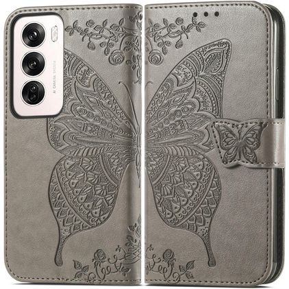 Mobigear Butterfly OPPO Reno 12 Pro Étui Portefeuille - Gris