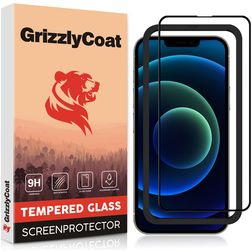 GrizzlyCoat Easy Fit iPhone 13 Pro Verre trempé Protection d'écran - Compatible Coque + Cadre d'installation - Noir