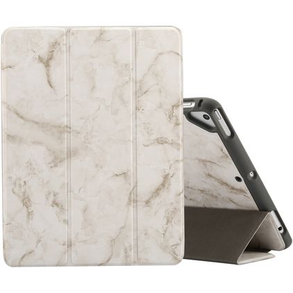 Mobigear Tri-Fold Marble Coque iPad 5 (2017) Etui + Porte-crayon - Blanc