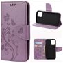 Mobigear Flowers Housse iPhone 12 Etui Porte-Monnaie - Violet