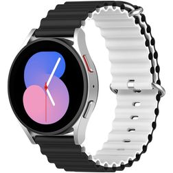 Mobigear Ocean Bracelet Silicone pour Smartwatch Fermeture boucle ardillon - 22 mm - Noir / Blanc