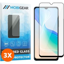 Mobigear Premium Vivo Y76 Verre trempé Protection d'écran - Compatible Coque - Noir (Lot de 3)