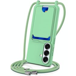 Mobigear Lanyard Card Samsung Galaxy S26 Coque avec cordon en Silicone et Porte-Cartes - Vert
