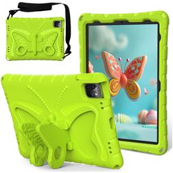 Mobigear Butterfly Coque iPad Air 11 Pouces (2024) Coque arrière en EVA + Bandoulière + Support Amovible - Vert