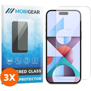 Mobigear iPhone 15 Pro Max Verre trempé Protection d'écran - Compatible Coque (Lot de 3)