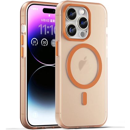 Mobigear Shockproof Coque iPhone 16 Pro MagSafe Coque arrière en TPU Souple - Orange